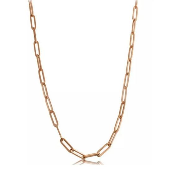 14k Rose Gold Paperclip Chain Necklace, 3mm, 24"
