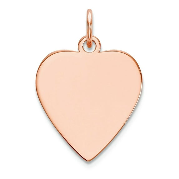 14k Rose Gold Plain .013 Gauge Love Heart Engravable Disc Charm 17x16.5mm Wide Pendant Necklace for Women