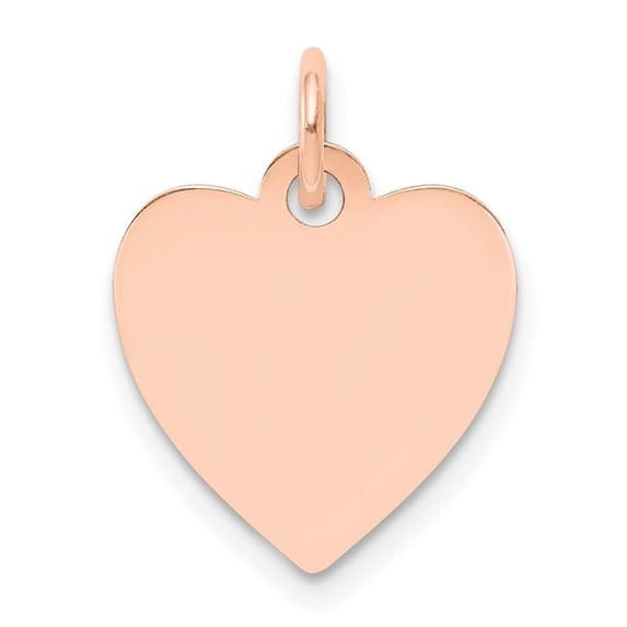 14k Rose Gold Plain .018 Gauge Engraveable Heart 15x14mm Disc Charm XRM195/18