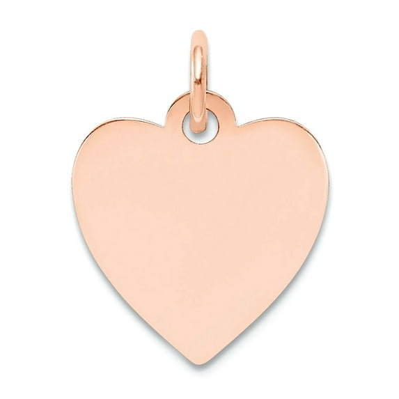 14k Rose Gold Plain .018 Gauge Engraveable Love Heart Disc Charm 18x14mm Wide Pendant Necklace for Women