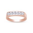 thumbnail image 1 of 14k Rose Gold Plated 925 Sterling Silver Channel-Set Round Cut Sparkling White Cubic Zirconia 6-Stone Men's Anniversary Wedding Band Ring Ring Size-12, 1 of 1