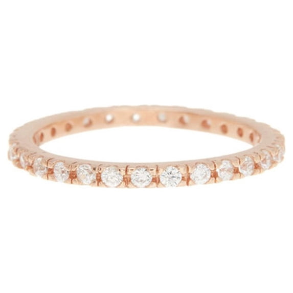 14k Rose Gold Plated .925 Sterling Silver Crystal Eternity Band Ring