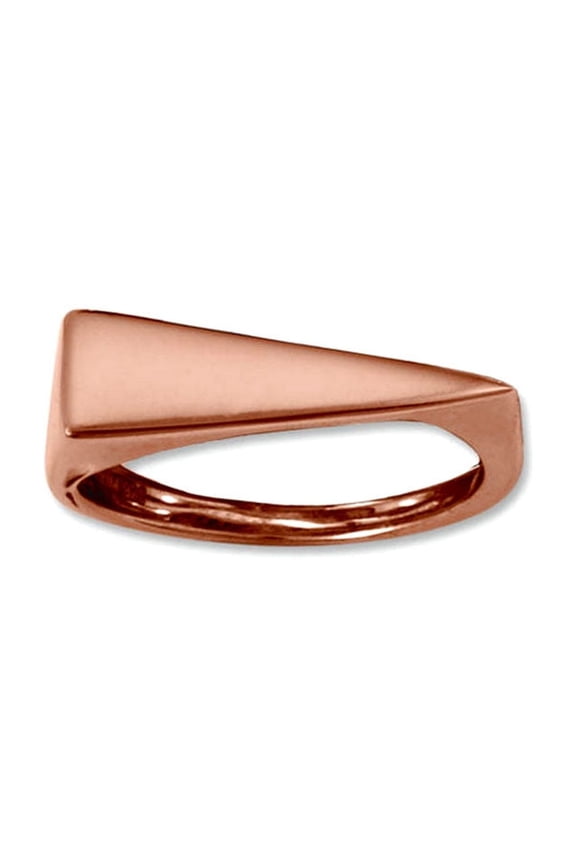 14k Rose Gold Plated 925 Sterling Silver Flat Top Triangle Slice Ring Tri Shape Tapers From 6mm to 1.2mm Size 6 Ring for