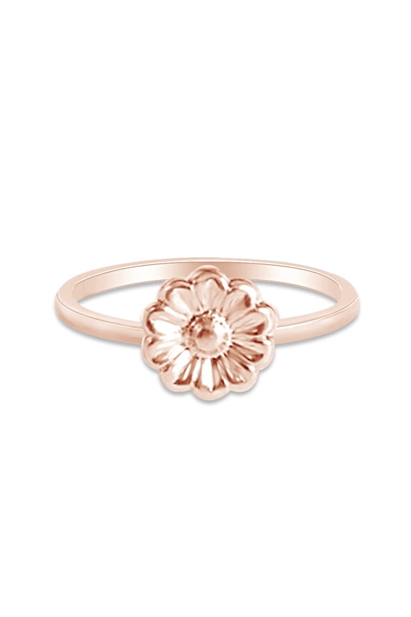 14k Rose Gold Plated 925 Sterling Silver Lovely Tiny Daisy Flower Ring Jewlery for Her Women Valentine's Day Birthday Ring Size-7