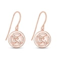 thumbnail image 1 of 14k Rose Gold Plated 925 Sterling Silver Minimalist Dainty Celtic Knot Disc Dangle Drop Earrings Jewelry For Her Women, 1 of 1