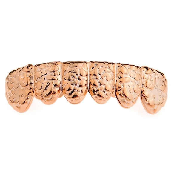 14k Rose Gold Plated Nugget Grillz Bottom Slugs Lower Teeth 6 Piece Grill Hip Hop Mouth Grills