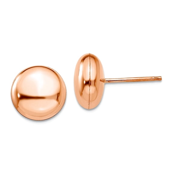 14k Rose Gold Polished 10.5mm Button Post Earrings 10.5x10.5mm Wide Stud Earring for Women