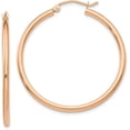 thumbnail image 1 of 14k Rose Gold Polished 2.2mm Lightweight Tube Hoop Earrings - 35mm, 1 of 6