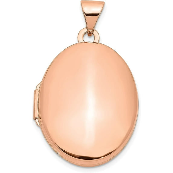 14k Rose Gold Polished 21mm Oval Locket - 28mm