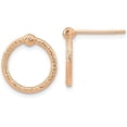 thumbnail image 1 of 14k Rose Gold Polished & Diamond Cut Twisted Circle Post Earrings - 14.6mm, 1 of 4