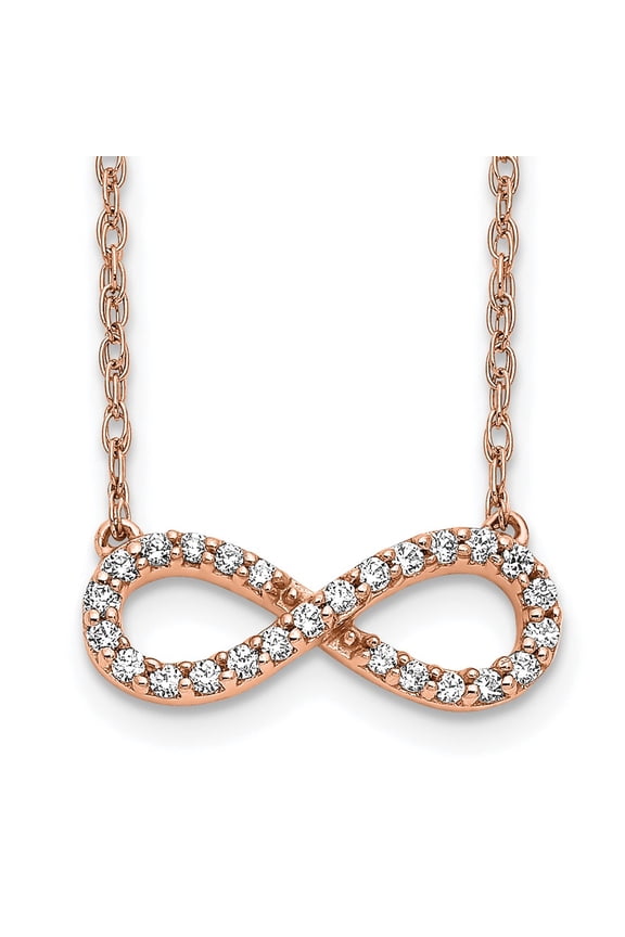 14k Rose Gold Polished Diamond Infinity Symbol 18 inch Necklace