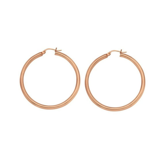 14k Rose Gold Polished Hoop Earrings Measures 3x25mm - 1.8 Grams