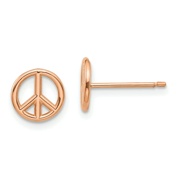 14k Rose Gold Polished Peace Symbol Post Earrings