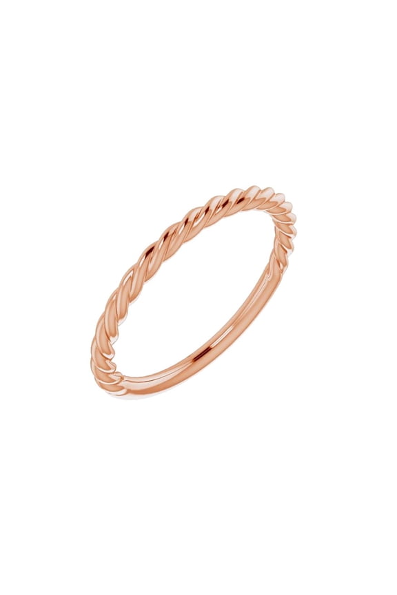 14k Rose Gold Polished Rope Band Size 6 Ring for Women and Men - 1.7 Grams