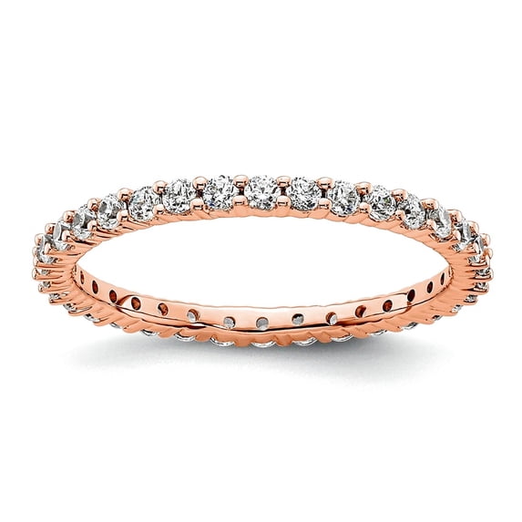 14k Rose Gold Polished Size 5.5 Shared Prong 1/2 Carat Diamond Eternity ...