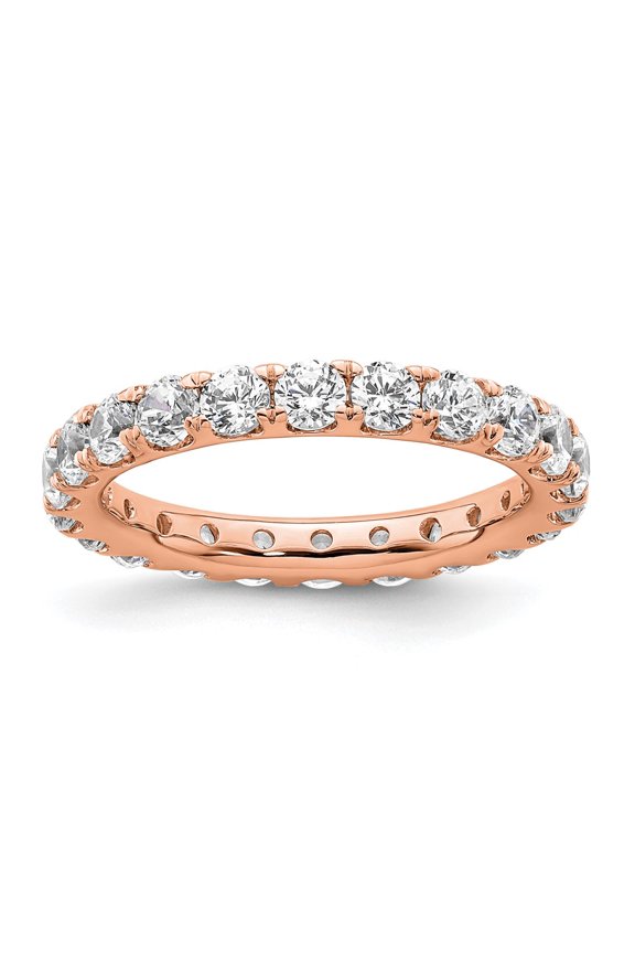 14k Rose Gold Polished Size 6 U-Shared Prong 2 carat Diamond Complete Eternity Band