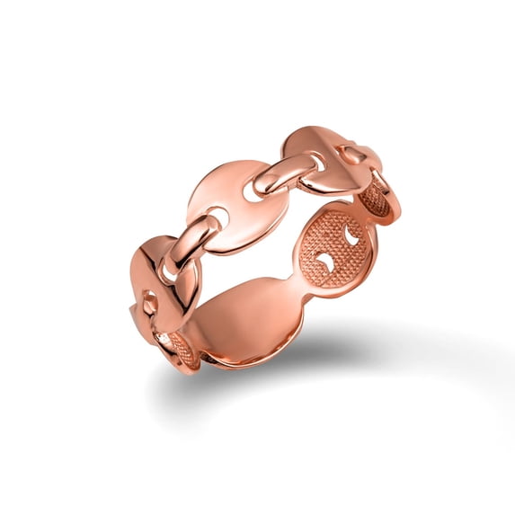 14k Rose Gold Puff Mariner Chain Link Ring (Size 6.75)