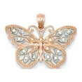 thumbnail image 1 of 14k Rose Gold Rhodium Plated Sparkle-Cut Butterfly Pendant - 1.4 Grams - Measures 16x26mm Wide, 1 of 4