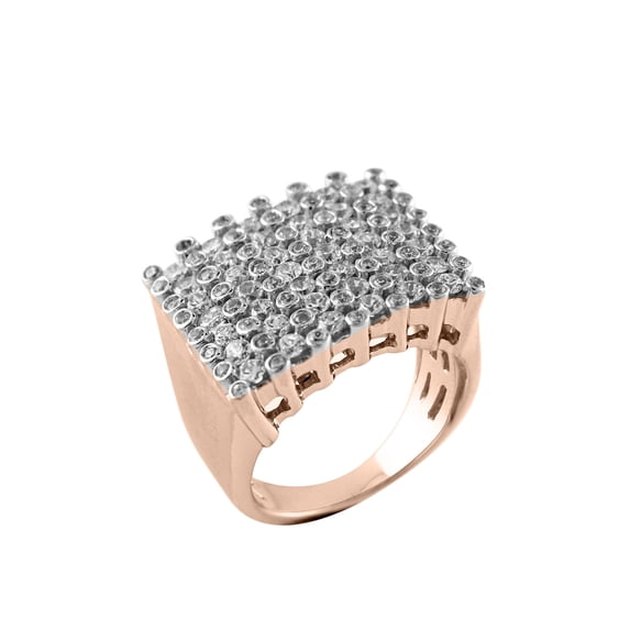 14k Rose Gold Round Cut Natural White Diamond Mens Cluster Engagement Wedding Band Ring Father's Day Jewelry (Diamond Color: H-I, Clarity: I2, 2.60cttw) Ring Size-11