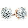 thumbnail image 1 of 14k Rose Gold Round Lab Grown Diamond Stud Earrings (1/4 cttw, E-F, SI1-SI2) 4-Prong Basket, Screw-backs by Diamond Wish, 1 of 3