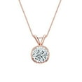thumbnail image 1 of 14k Rose Gold Round Lab Grown Solitaire Diamond Pendant Necklace (3/4cttw, H-I, VS1-VS2) Bezel-set, 18-inch box chain by Diamond Wish, 1 of 3
