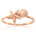 thumbnail image 1 of 14K Solid Rose Pink Gold Shell Starfish Ring, 1 of 7