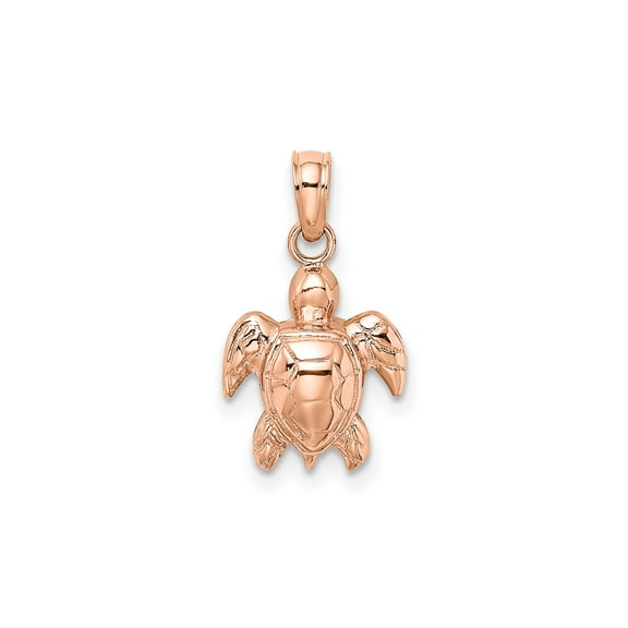 14k Rose Gold Sea Turtle Pendant Necklace for Women, Polished Animal Charm Symbolizing Protection and Endurance, Ocean Life Jewelry, Marine-Themed Accessory, Beach Style Statement