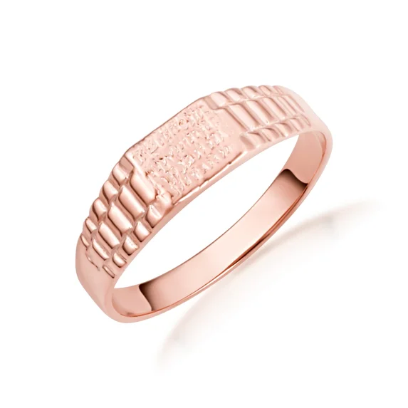 14k Rose Gold Signet Ring - Pinky Rings for Men (Size 7.25)