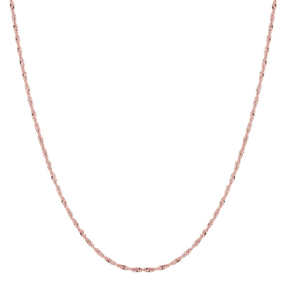 14k Rose Gold Singapore Chain Necklace, 1.0mm, 16"