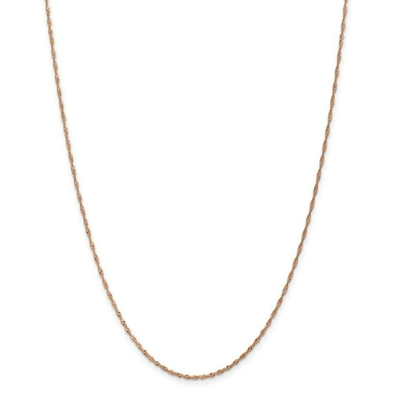 14k Rose Gold Singapore Chain Necklace - 20 Inch - Measures 1mm Wide