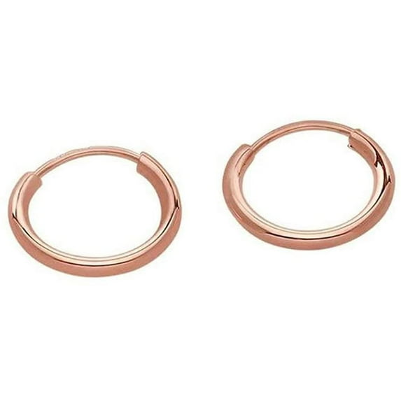 14k Rose Gold Small Endless Hoop Earrings for Ears, Cartilage, Nose or Lips, 10mm