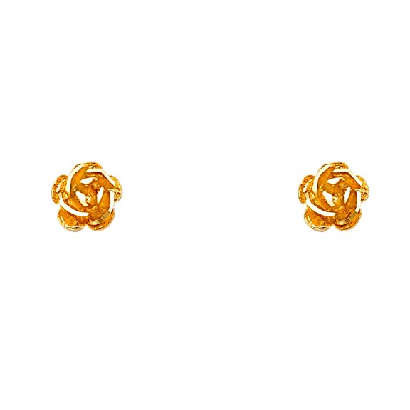 14k Rose Gold Small Flower Post Earrings 7x7mm Stud Earring for Women - 1.1 Grams