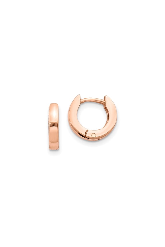 14k Rose Gold Small Hoop Earrings for Women, Polished Hinged Hoops with Seamless Finish, Lightweight Minimalist Jewelry for Daily Wear, Elegant Style for Stacking or Layering