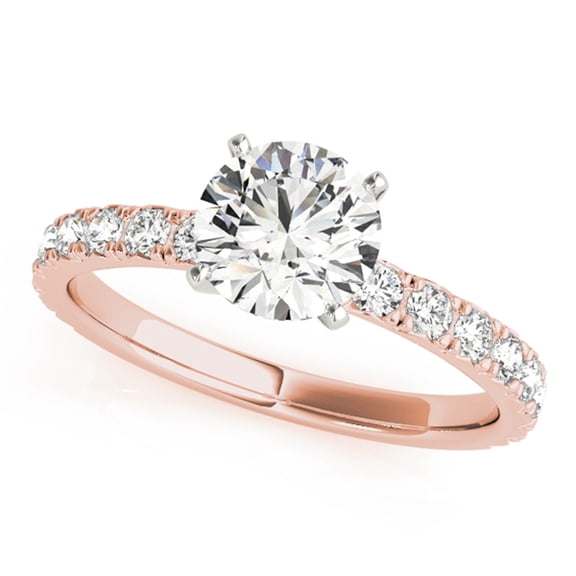 14k Rose Gold Solitaire Engagement ring with center 0.50ct Diamond and 0.32ct of side Diamonds