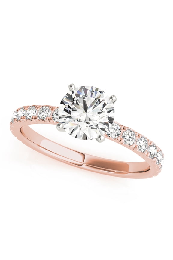 14k Rose Gold Solitaire Engagement ring with center 0.50ct Diamond and 0.32ct of side Diamonds