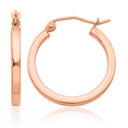 thumbnail image 1 of 14K Solid Rose Pink Gold Square Tube Round Medium Hoop Earrings, 1 of 10
