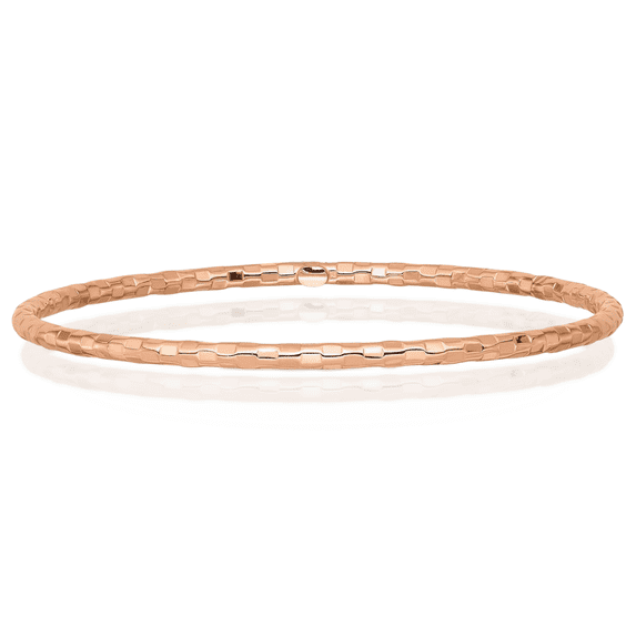 14K Solid Rose Pink Gold Slip On Bangle Bracelet