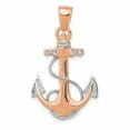 thumbnail image 1 of 14k Rose Gold Rhodium Polished Texture Finish Anchor with Rope Charm Pendant, 1 of 2