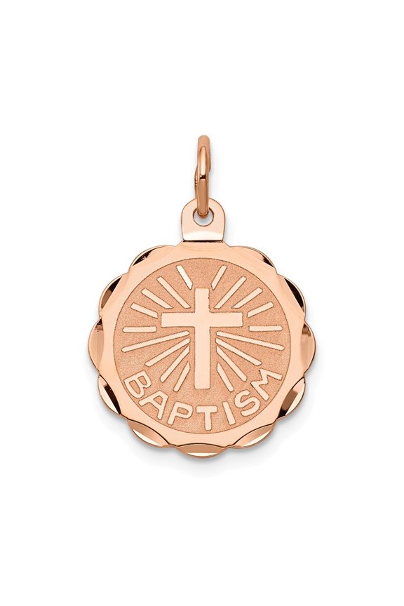 14k Rose-Gold baptism Charm - 1.1 Grams - Measures 16x16mm