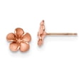 thumbnail image 1 of 14k Rose Rhodium Diamond-cut Plumeria Post Earrings, 1 of 2