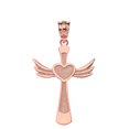 thumbnail image 1 of 14k Rose Solid Gold Winged Heart Cross Pendant (PENDANT ONLY), 1 of 4