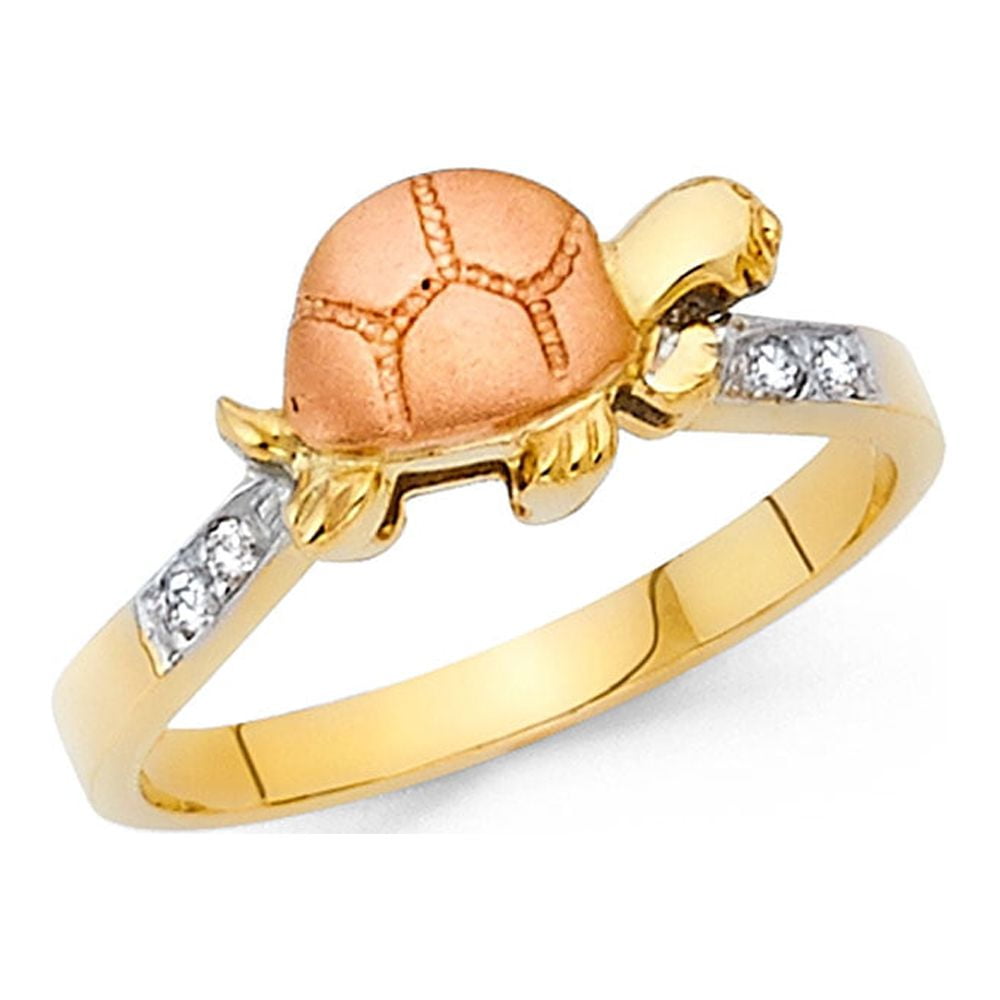 Articulated Moving Tortoise Ring 14K Gold, Ruby and Yellow Enamel, - Ruby  Lane