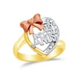 thumbnail image 1 of 14k Rose Yellow & White Gold CZ Cubic Zirconia 15 Years Birthday Heart Ring , Size 4, 1 of 2