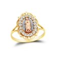 thumbnail image 1 of 14k Rose Yellow & White Gold CZ Cubic Zirconia Religious Ring , Size 4.5, 1 of 2