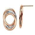 thumbnail image 1 of 14k Rose and White Gold Sparkle-Cut Post Long Drop Dangle Earrings 23.25x14.5mm Wide Dangle Earring for Women, 1 of 2
