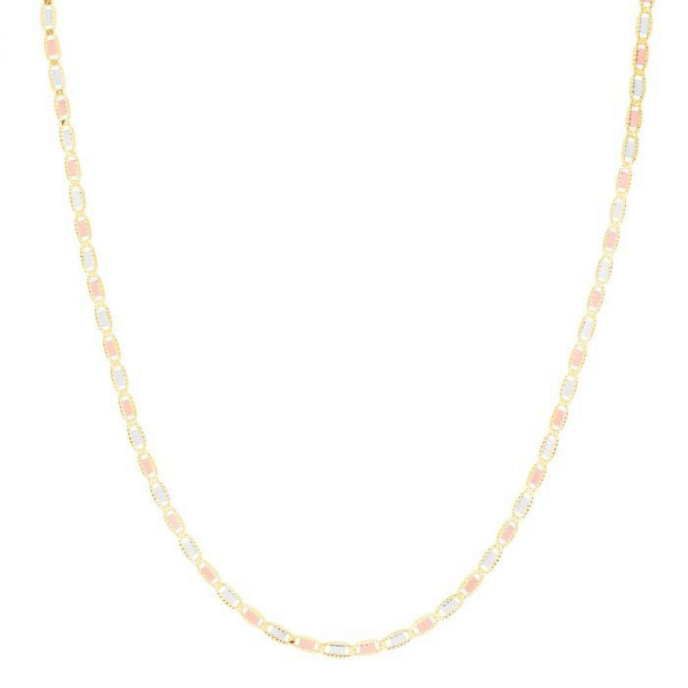 14k SOLID Gold 4.1mm Tricolor Valentino Chain Necklace for