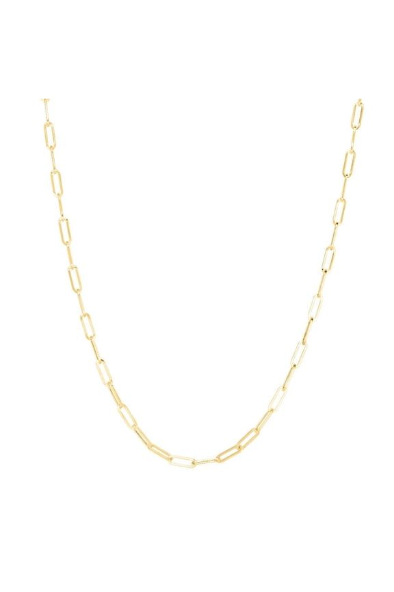 14k SOLID Yellow Gold 4.3mm Shiny Diamond Cut PaperClip Link Chain Necklace for Pendants and Charms with Lobster-Claw Clasp (7 "16", 18", 24", 38 inch)