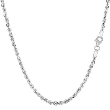 14k SOLID Yellow or White Gold 2.25mm Shiny Diamond-Cut Royal Solid Rope Chain Necklace for Pendants and Charms with Lobster-Claw Clasp (7", 10", 16", 18", 20" 22", 24" or 30 inch)