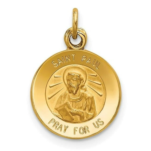 14k Polished and Satin Solid Saint Paul Medal Round Charm XR631