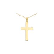 Gem & Harmony 14K Yellow Gold Polished Cross Pendant Necklace with Chain for Men